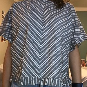 Grey and White Stripe Blouse